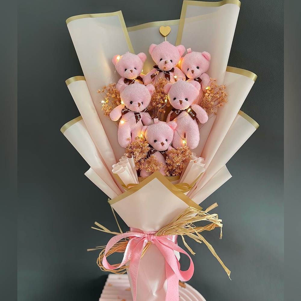 Charming Pink Teddy Bear Bouquet
